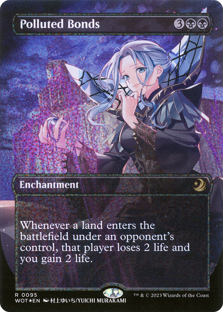 FOIL Polluted Bonds (Anime Borderless) (Confetti Foil) (WOT-095) - Wilds of Eldraine: Enchanting Tales - Magic The Gathering