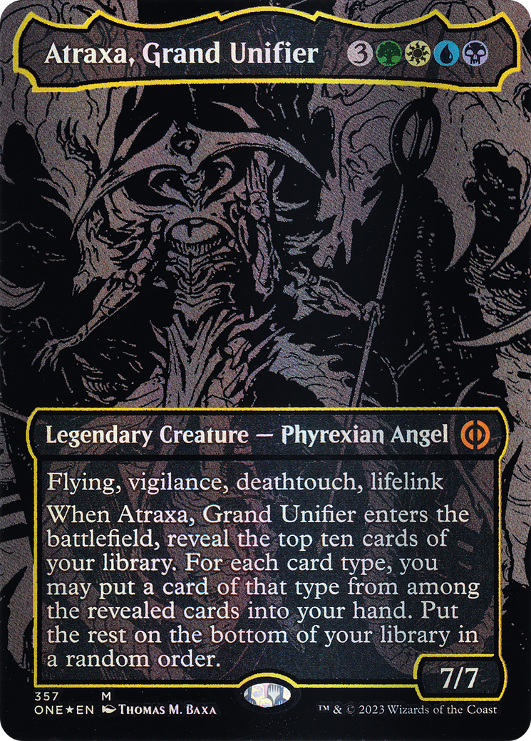 FOIL Atraxa, Grand Unifier (Oil Slick Raised Foil) (ONE-357) - Phyrexia: All Will Be One - Magic The Gathering