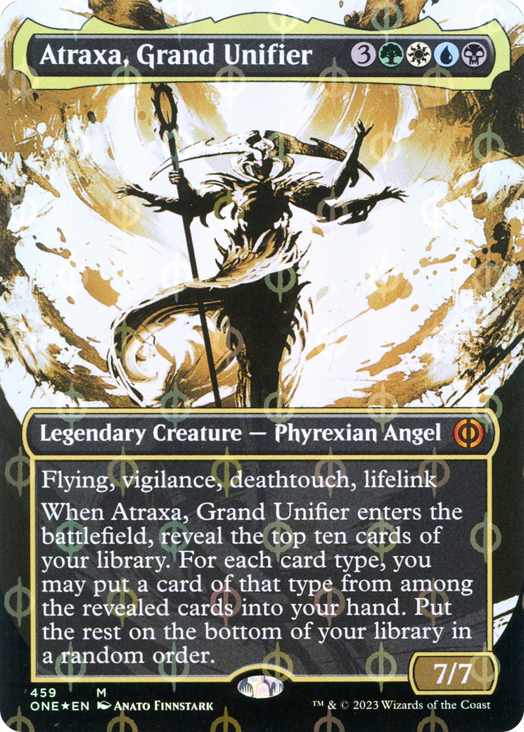 FOIL Atraxa, Grand Unifier (Showcase) (Step-and-Compleat Foil) (ONE-459) - Phyrexia: All Will Be One - Magic The Gathering