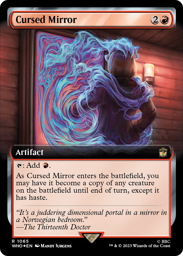 FOIL Cursed Mirror (Extended Art) (Surge Foil) (WHO-1065) - Doctor Who - Magic The Gathering