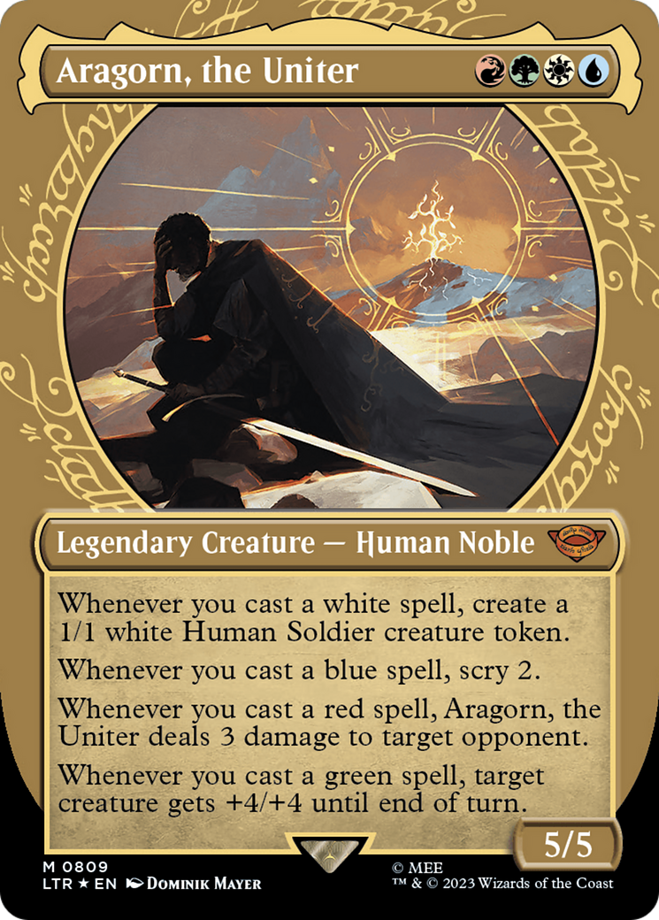 FOIL Aragorn, the Uniter (Showcase) (Surge Foil) (LTR-809) - The Lord of the Rings: Tales of Middle-earth - Magic The Gathering