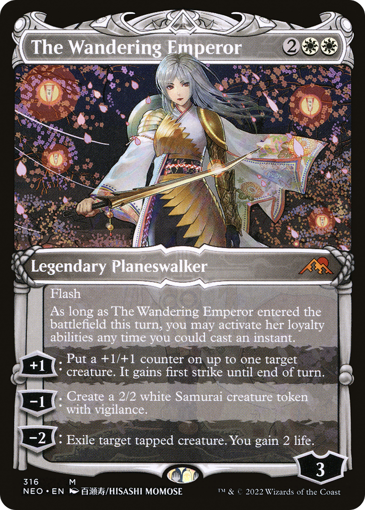 FOIL The Wandering Emperor (Showcase) (NEO-316) - Kamigawa: Neon Dynasty - Magic The Gathering