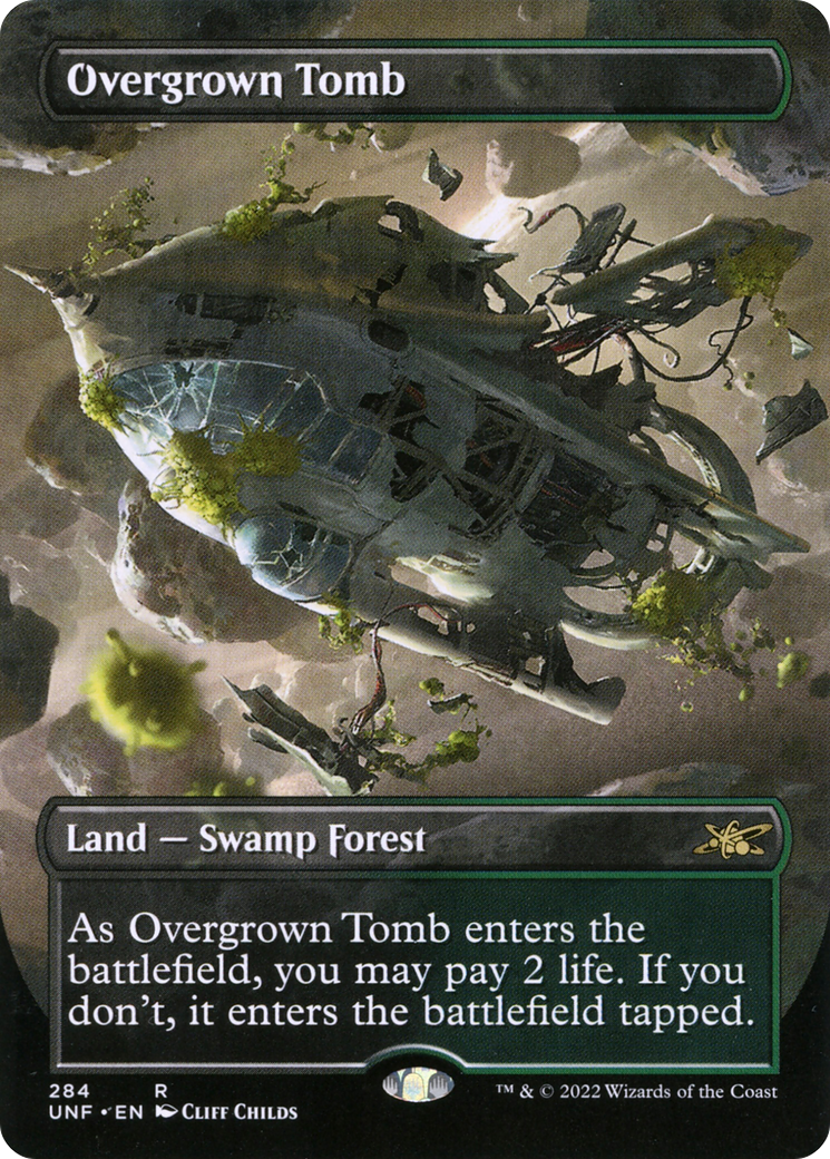 FOIL Overgrown Tomb (Borderless) (UNF-284) - Unfinity - Magic The Gathering