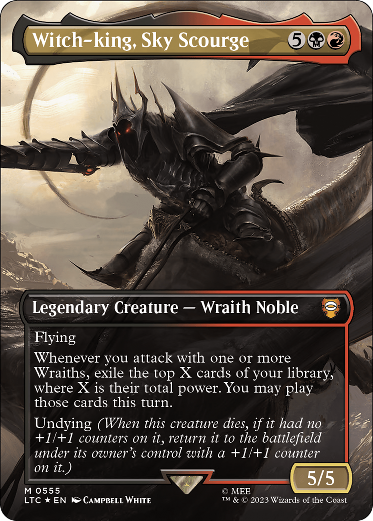 FOIL Witch-king, Sky Scourge (Borderless) (Surge Foil) (LTC-555) - Tales of Middle-earth Commander - Magic The Gathering