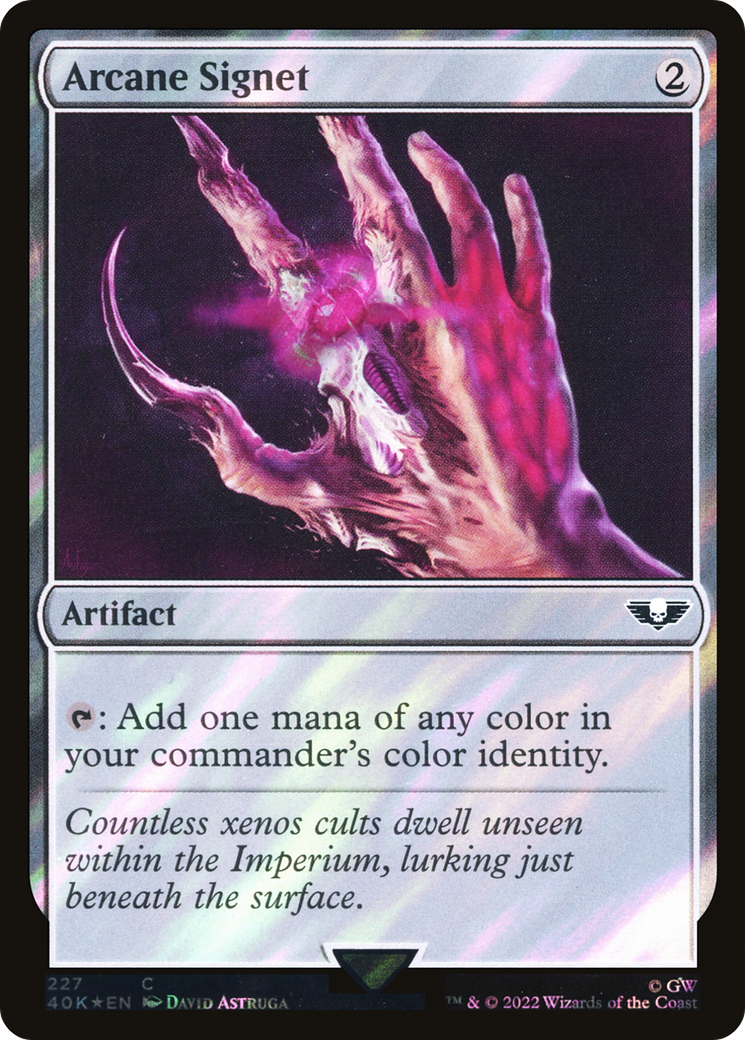 FOIL Arcane Signet (227) (Surge Foil) (40K-227) - Warhammer 40,000 Commander - Magic The Gathering