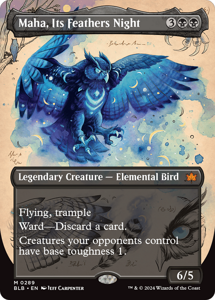FOIL Maha, Its Feather Night (Borderless) (BLB-289) - Bloomburrow - Magic The Gathering