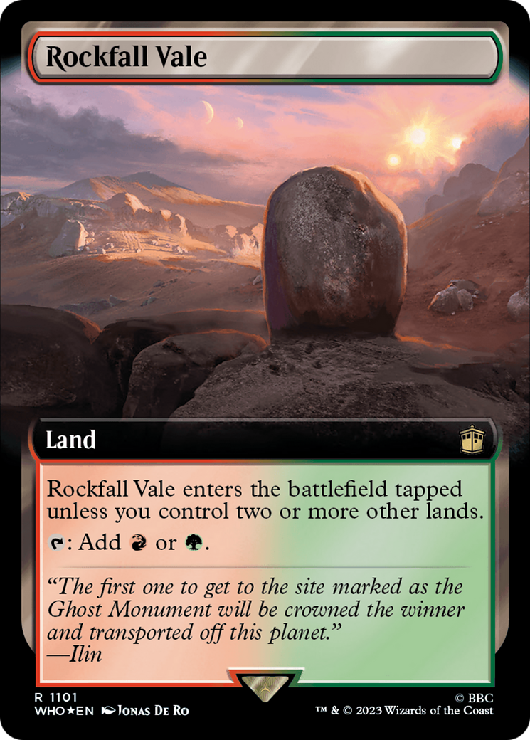 FOIL Rockfall Vale (Extended Art) (Surge Foil) (WHO-1101) - Doctor Who - Magic The Gathering