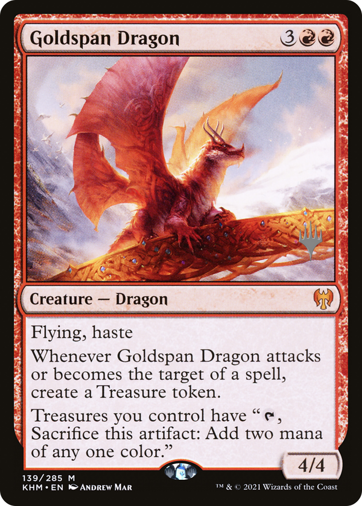 Goldspan Dragon (PPKHM-139P) - Kaldheim Promos - Magic The Gathering