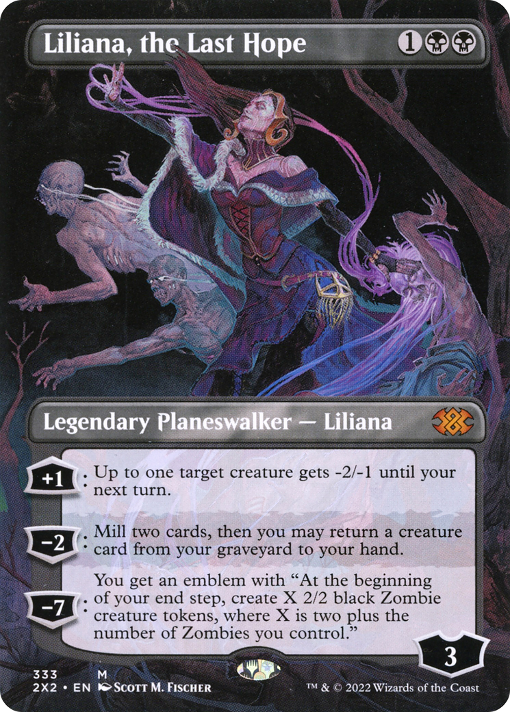 FOIL Liliana, the Last Hope (Borderless) (2X2-333) - Double Masters 2022 - Magic The Gathering