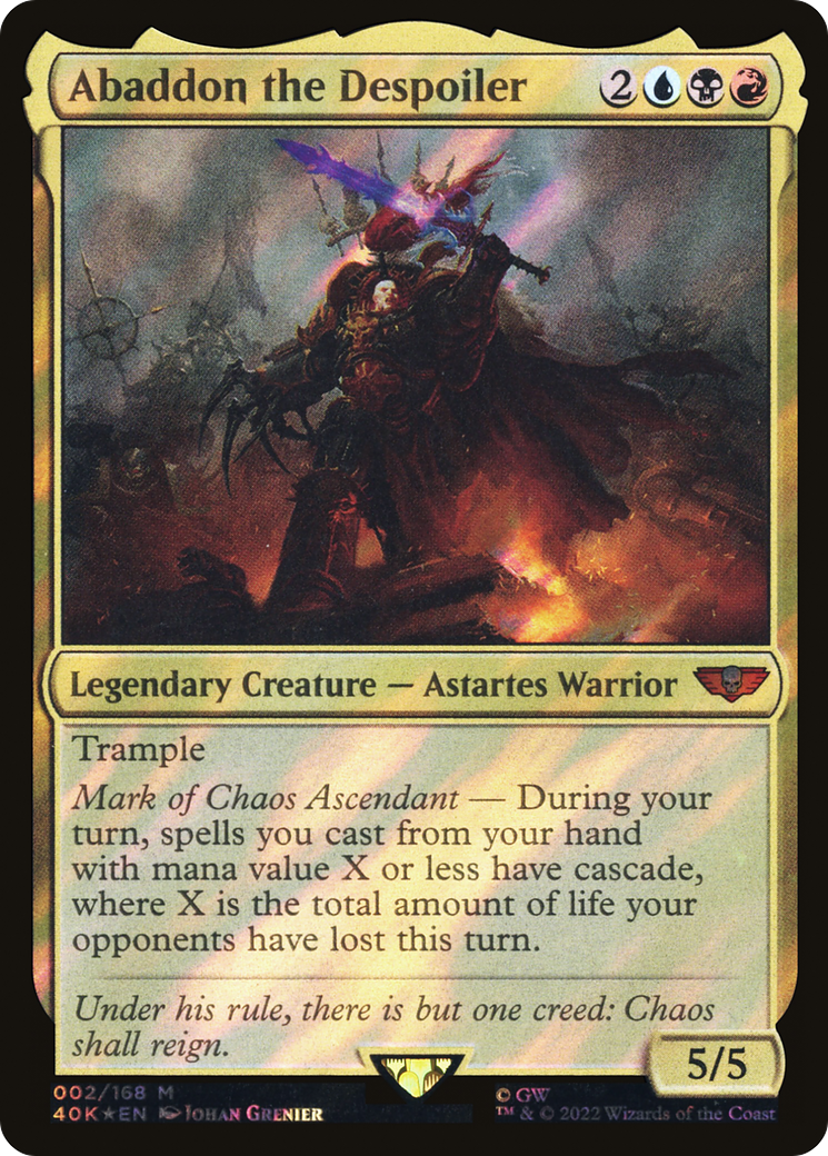 FOIL Abaddon the Despoiler (Surge Foil) (40K-002) - Warhammer 40,000 Commander - Magic The Gathering