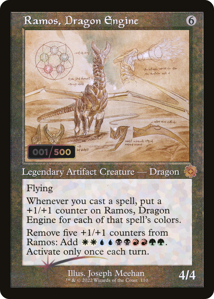 FOIL Ramos, Dragon Engine (Schematic) (Serial Numbered) (BRR-110) - The Brothers' War Retro Artifacts - Magic The Gathering