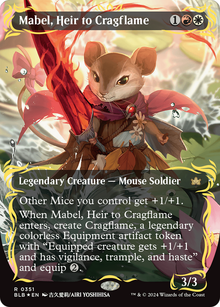 FOIL Mabel, Heir to Cragflame (Borderless) (Raised Foil) (BLB-351) - Bloomburrow - Magic The Gathering