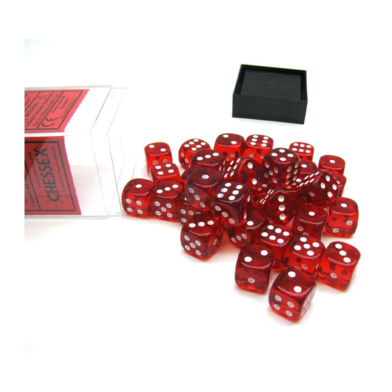 CHX 23804 Translucent 12mm D6 Red/White Block (36 Dice)
