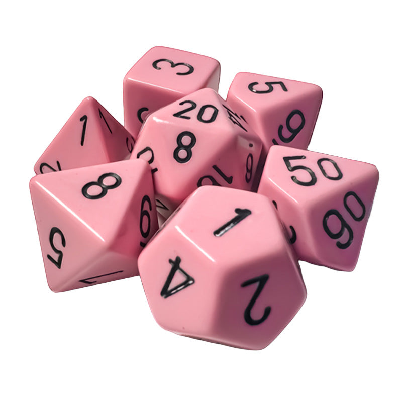 CHX 25464 Opaque Polyhedral Pastel Pink/Black 7-Die RPG Dice Set