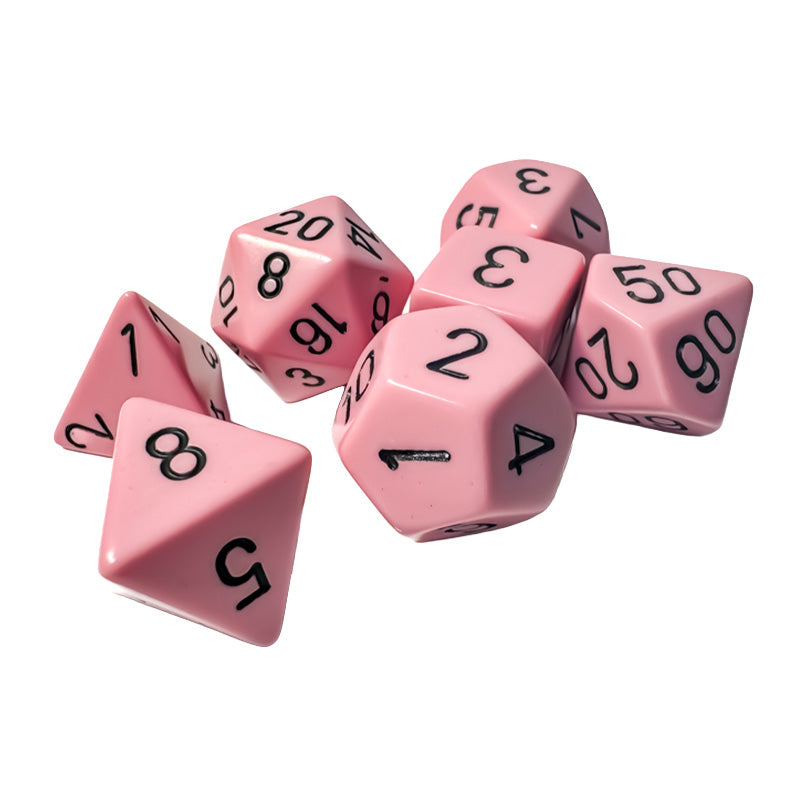CHX 25464 Opaque Polyhedral Pastel Pink/Black 7-Die RPG Dice Set