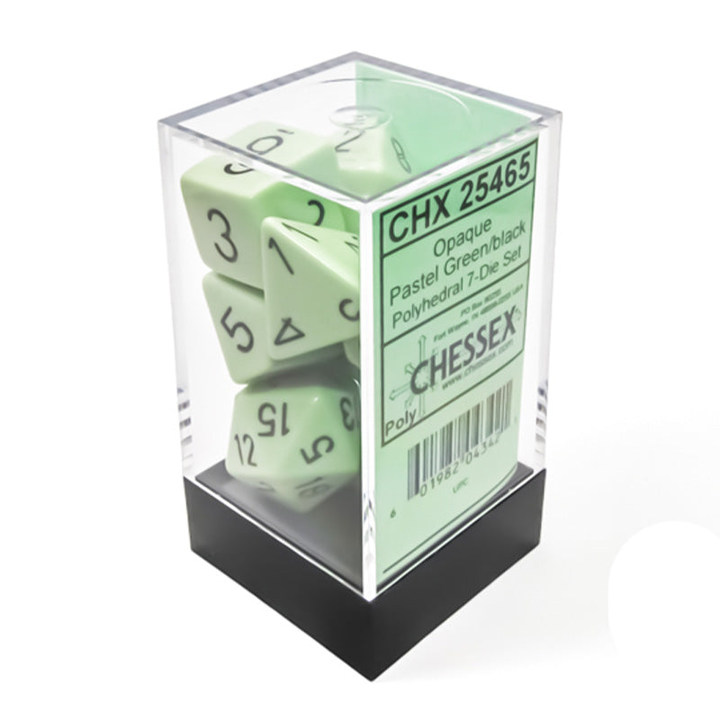 CHX 25465 Opaque Polyhedral Pastel Green/Black 7-Die RPG Dice Set