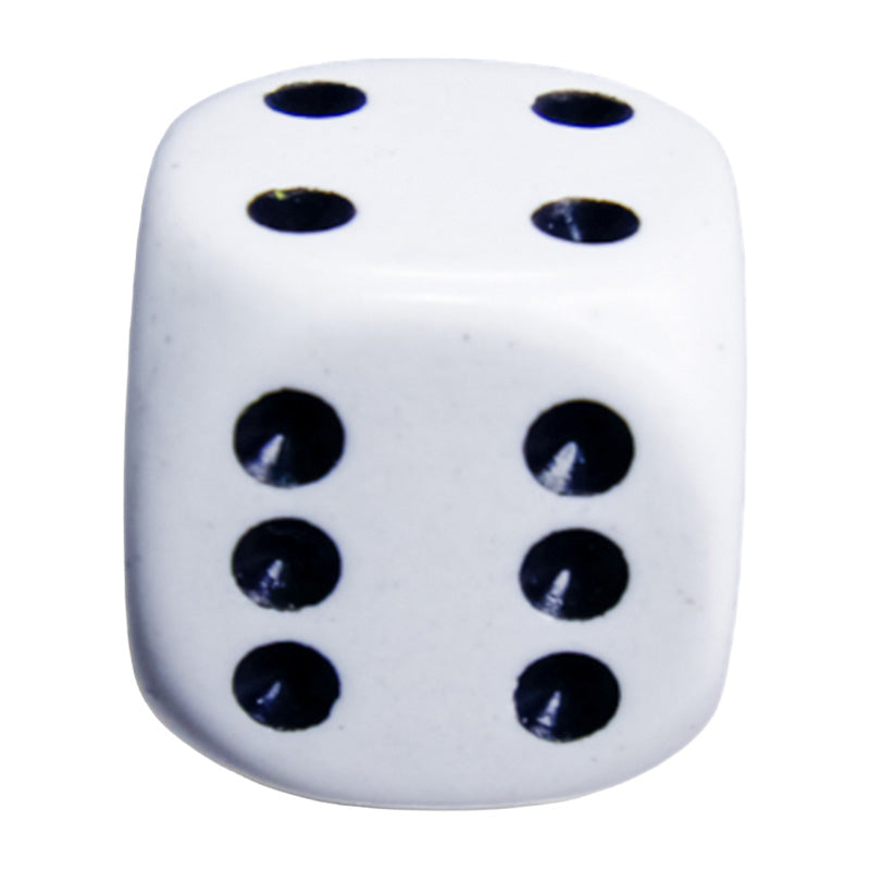 CHX 25601 Opaque White/Black 16mm D6 Dice Block (12 Dice)