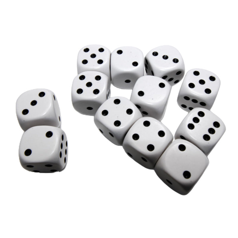 CHX 25601 Opaque White/Black 16mm D6 Dice Block (12 Dice)