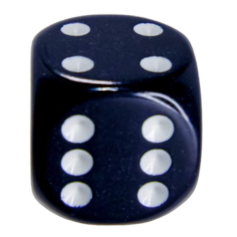 CHX 25608 Opaque Black/White 16mm D6 Dice Block (12 Dice)