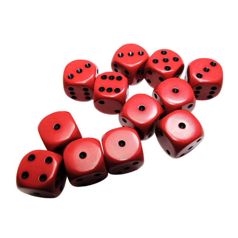 CHX 25614 Opaque Red/Black 16mm D6 Dice Block (12 Dice)