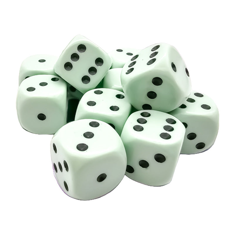 CHX 25665 Opaque 16mm D6 Pastel Green/Black Dice Block (12 Dice)