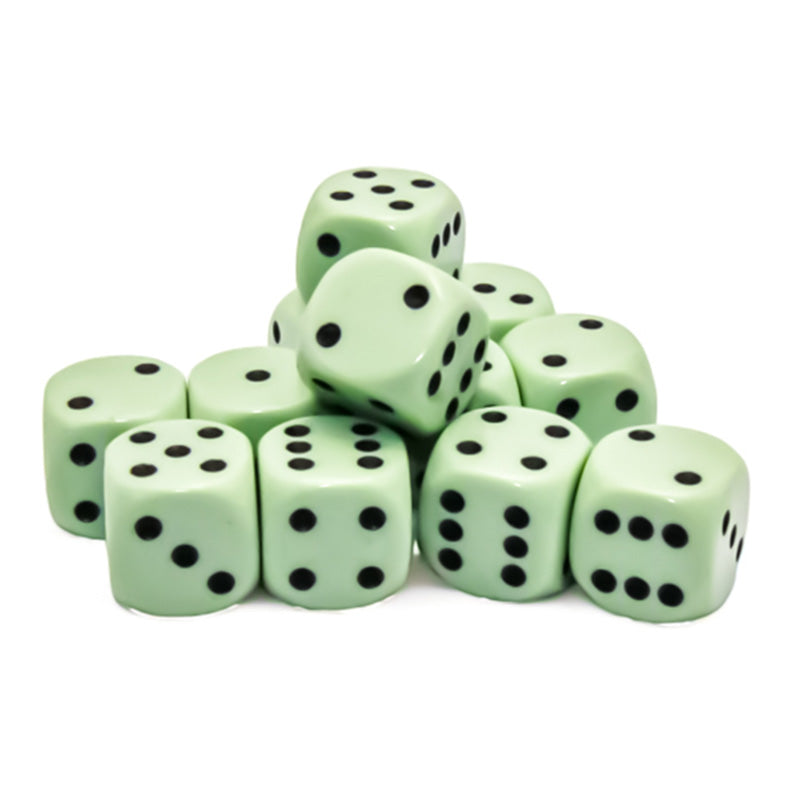 CHX 25665 Opaque 16mm D6 Pastel Green/Black Dice Block (12 Dice)