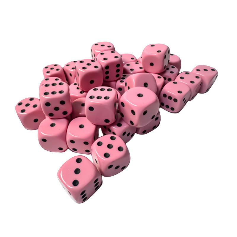 CHX 25864 Opaque 12mm D6 Pastel Pink/Black Dice Block (36 Dice)