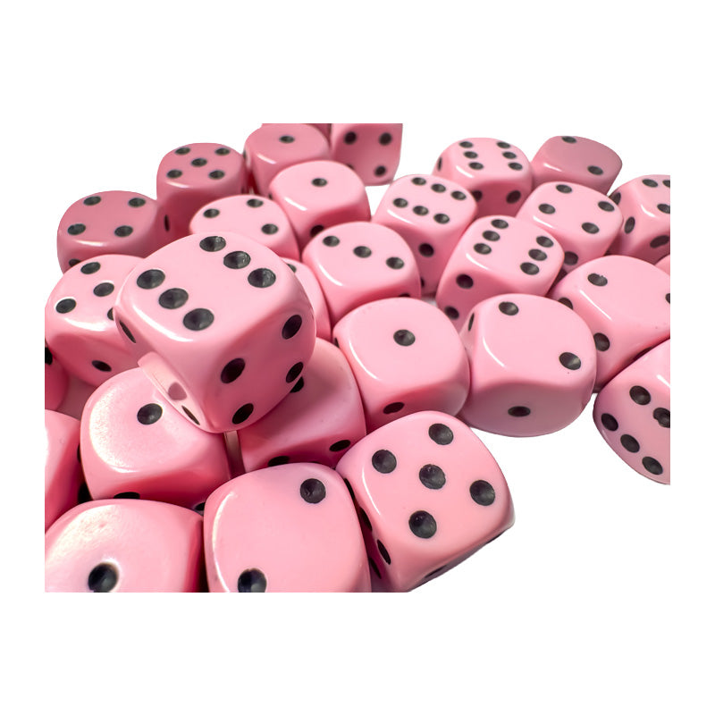 CHX 25864 Opaque 12mm D6 Pastel Pink/Black Dice Block (36 Dice)