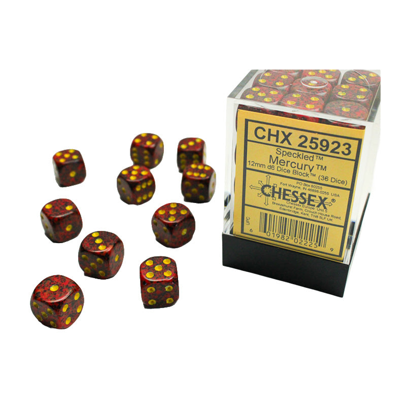 CHX 25923 Speckled 12mm D6 Mercury Block (36 Dice)