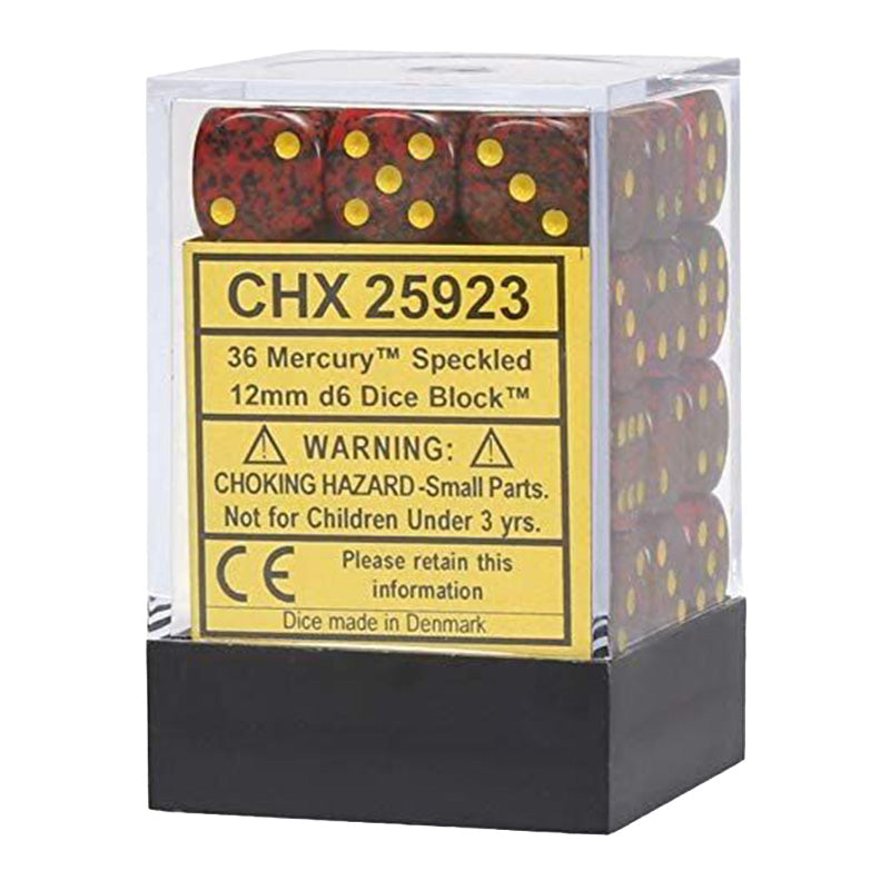 CHX 25923 Speckled 12mm D6 Mercury Block (36 Dice)