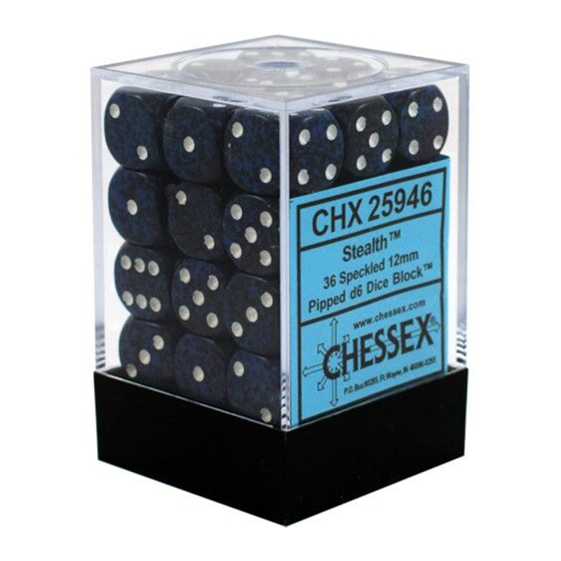 CHX 25946 Speckled 12mm D6 Stealth Block (36 Dice)