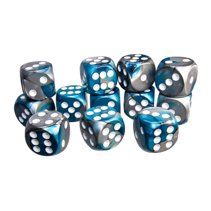 CHX 26656 Gemini Steel-Teal/White 16mm D6 Dice Block (12 Dice)
