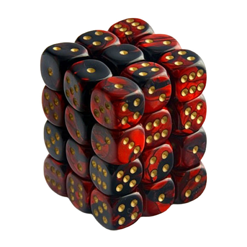 CHX 26833 Gemini 12mm D6 Black-Red/Gold Block (36 Dice)