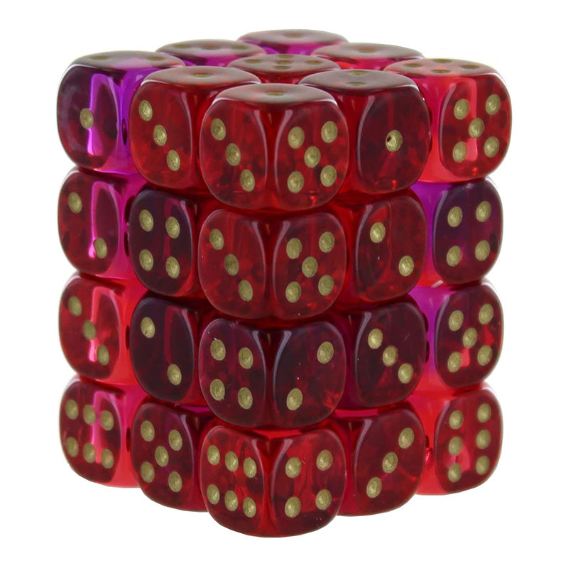 CHX 26867 Gemini 12mm D6 Translucent Red-Violet/Gold Block (36 Dice)