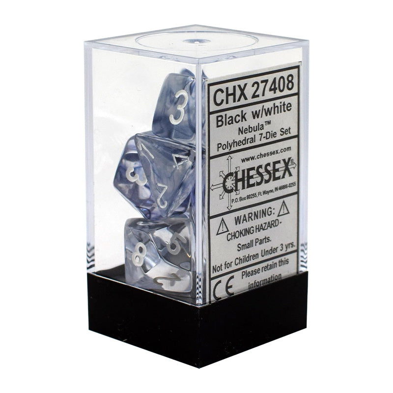 CHX 27408 Nebula Black/White 7-Die RPG Dice Set