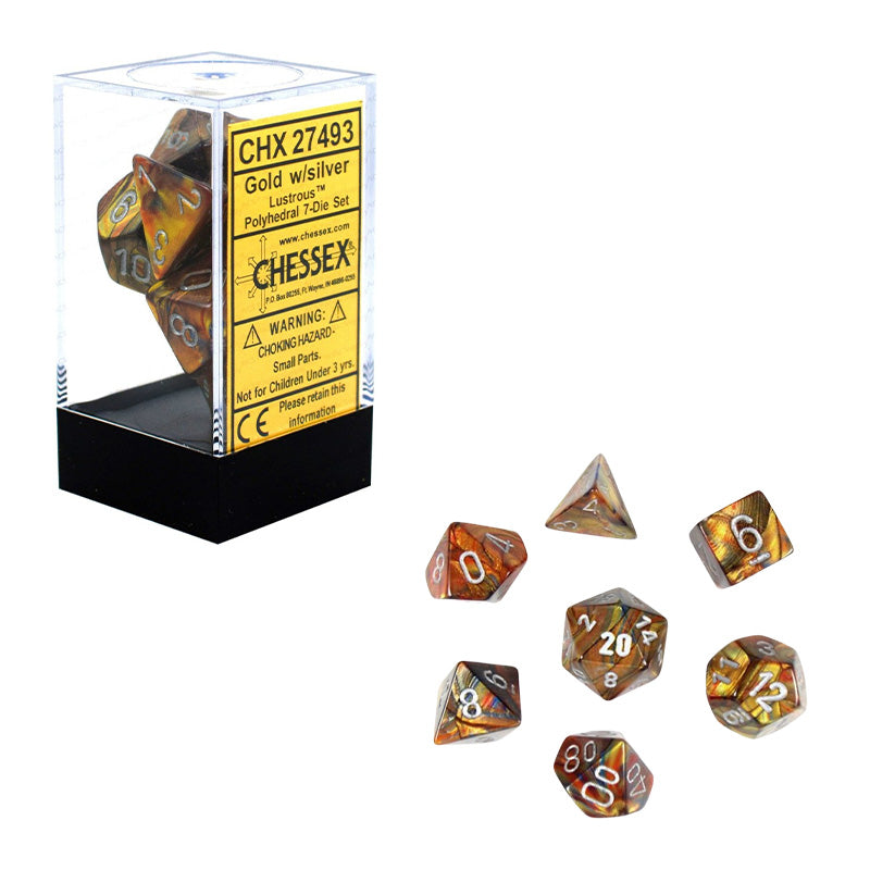 CHX 27493 Lustrous Gold/Silver 7-Die RPG Dice Set