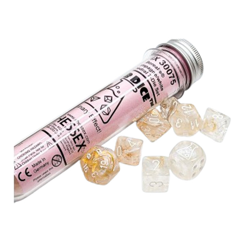 CHX 30075 Borealis Champagne / White 7-Die Polyhedral RPG Dice Set