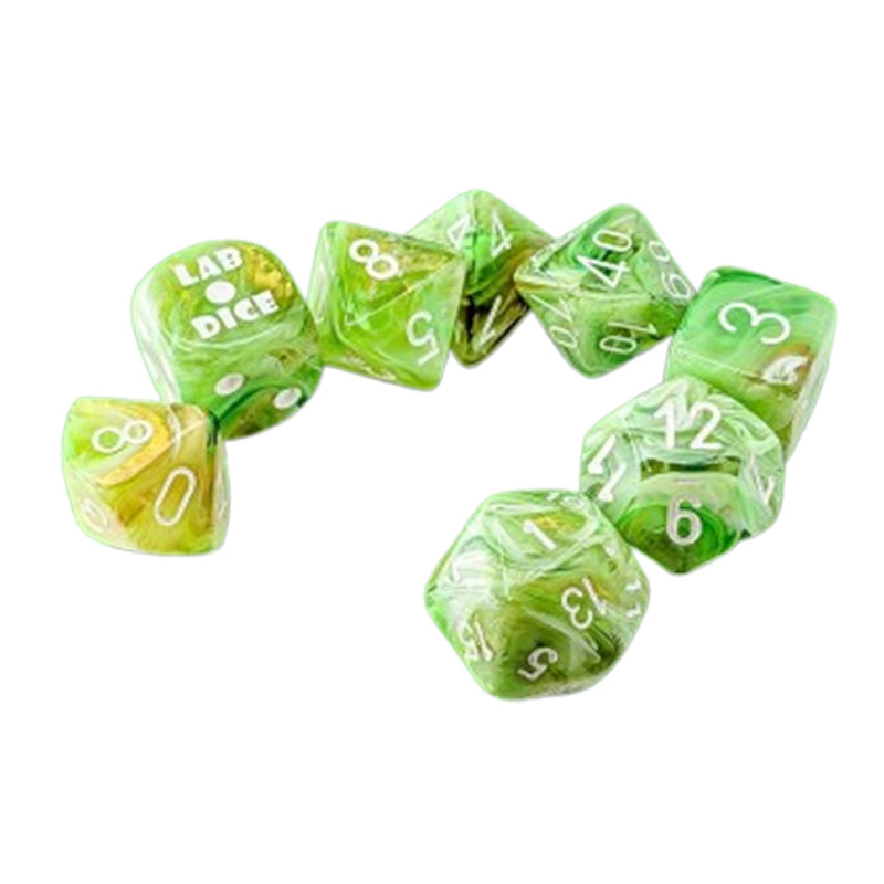 CHX 30077 Marble Sour Green / White 7-Die Polyhedral RPG Dice Set