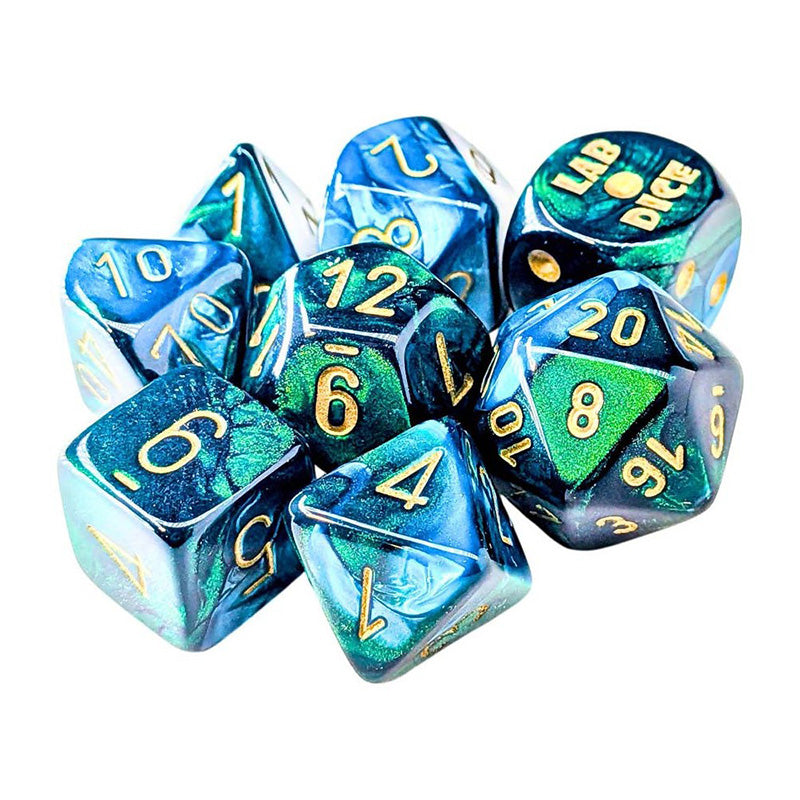 CHX 30078 Gemini Green-Teal / Gold 7-Die Polyhedral RPG Dice Set