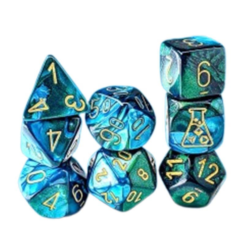 CHX 30078 Gemini Green-Teal / Gold 7-Die Polyhedral RPG Dice Set
