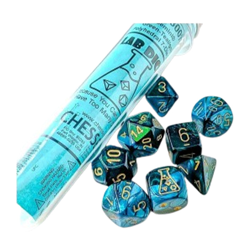 CHX 30078 Gemini Green-Teal / Gold 7-Die Polyhedral RPG Dice Set