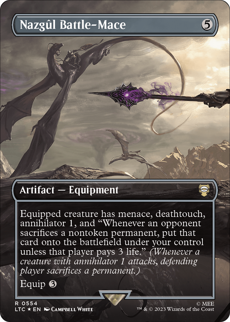 FOIL Nazgul Battle-Mace (Borderless) (Surge Foil) (LTC-554) - Tales of Middle-earth Commander - Magic The Gathering