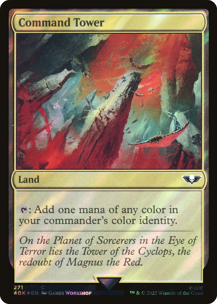 FOIL Command Tower (271) (Surge Foil) (40K-271) - Warhammer 40,000 Commander - Magic The Gathering