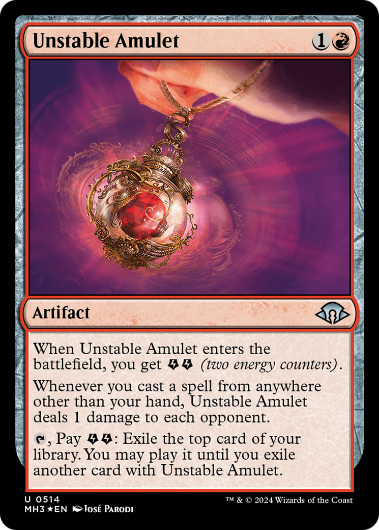 FOIL Unstable Amulet (Ripple Foil) (MH3-514) - Modern Horizons 3 - Magic The Gathering
