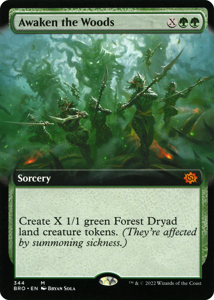 FOIL Awaken the Woods (Extended Art) (BRO-344) - The Brothers' War - Magic The Gathering