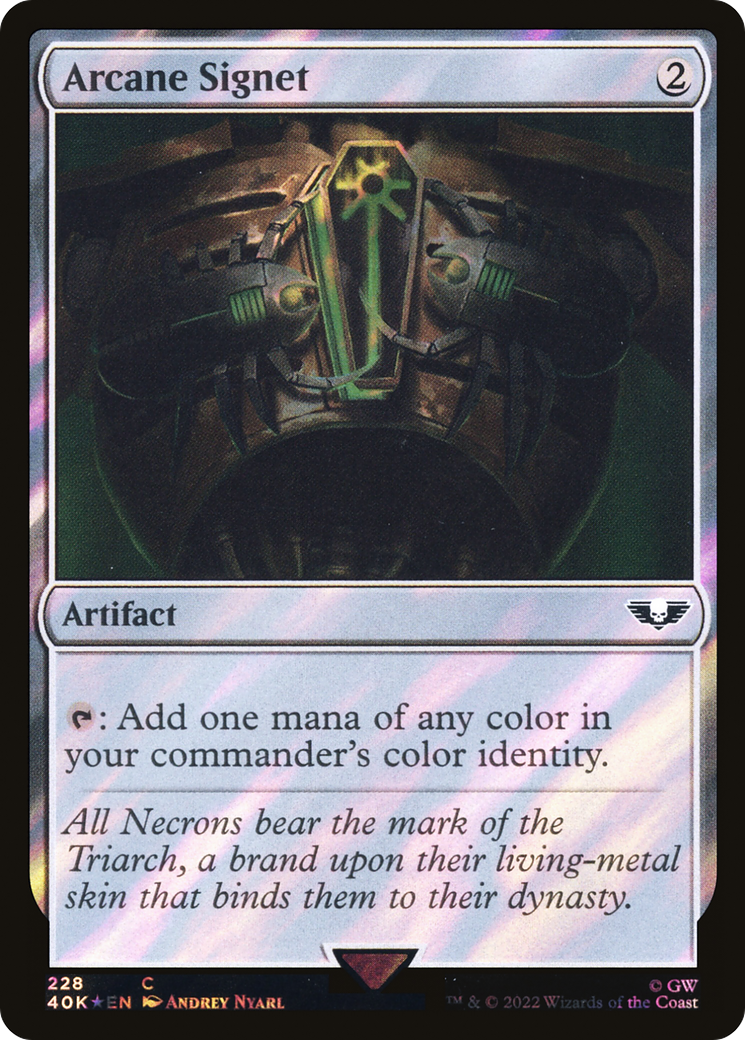 FOIL Arcane Signet (228) (Surge Foil) (40K-228) - Warhammer 40,000 Commander - Magic The Gathering