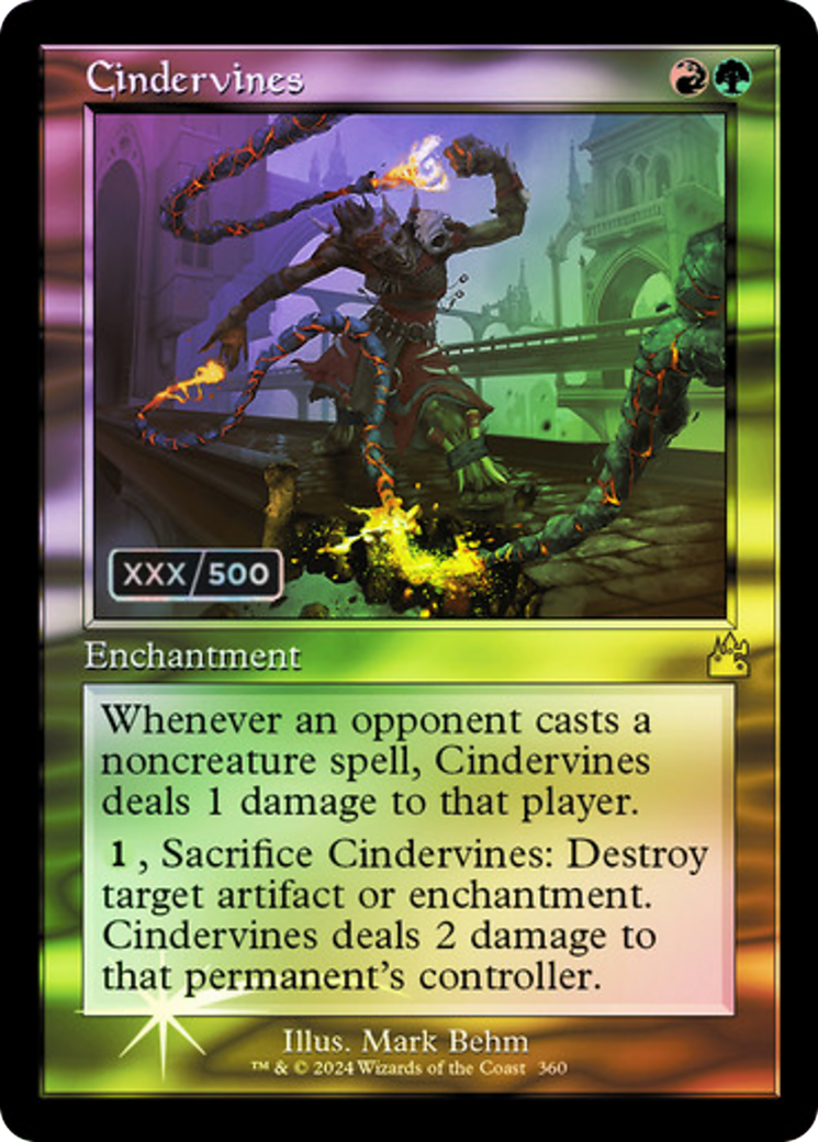 FOIL Cindervines (Retro Frame) (Serial Numbered) (RVR-360) - Ravnica Remastered - Magic The Gathering