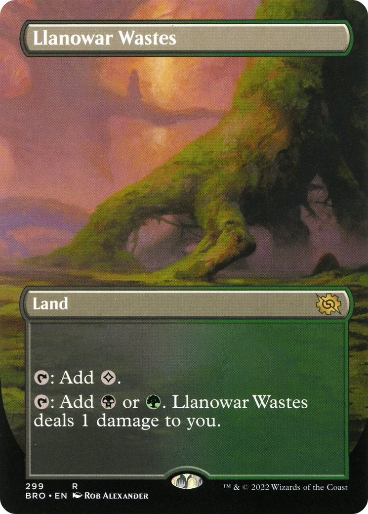 FOIL Llanowar Wastes (Borderless) (BRO-299) - The Brothers' War - Magic The Gathering