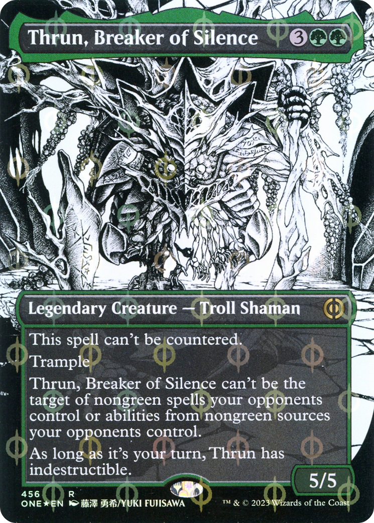 FOIL Thrun, Breaker of Silence (Borderless) (Step-and-Compleat Foil) (ONE-456) - Phyrexia: All Will Be One - Magic The Gathering