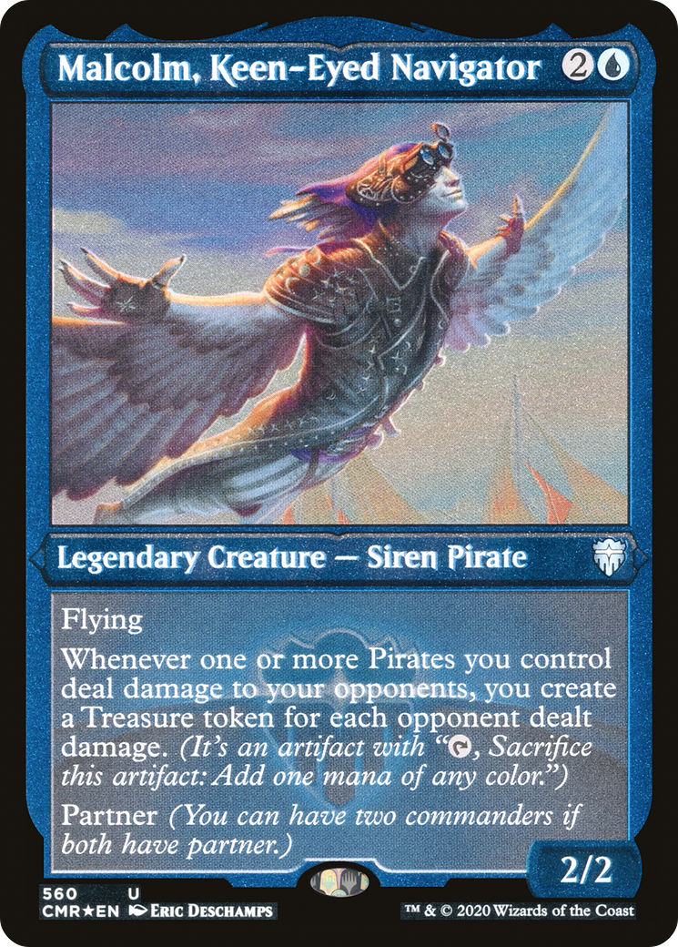 ETCHED FOIL Malcolm, Keen-Eyed Navigator (Foil Etched) (CMR-560) - Commander Legends - Magic The Gathering
